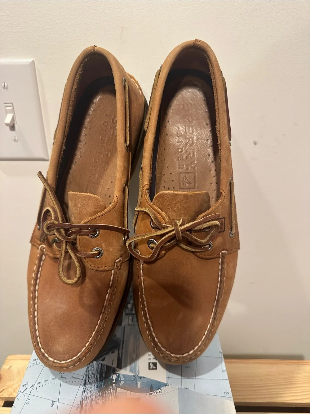 Sperry Men's A/O Sahara Sand/Tan Leather Moccasin Boat Shoes size 10